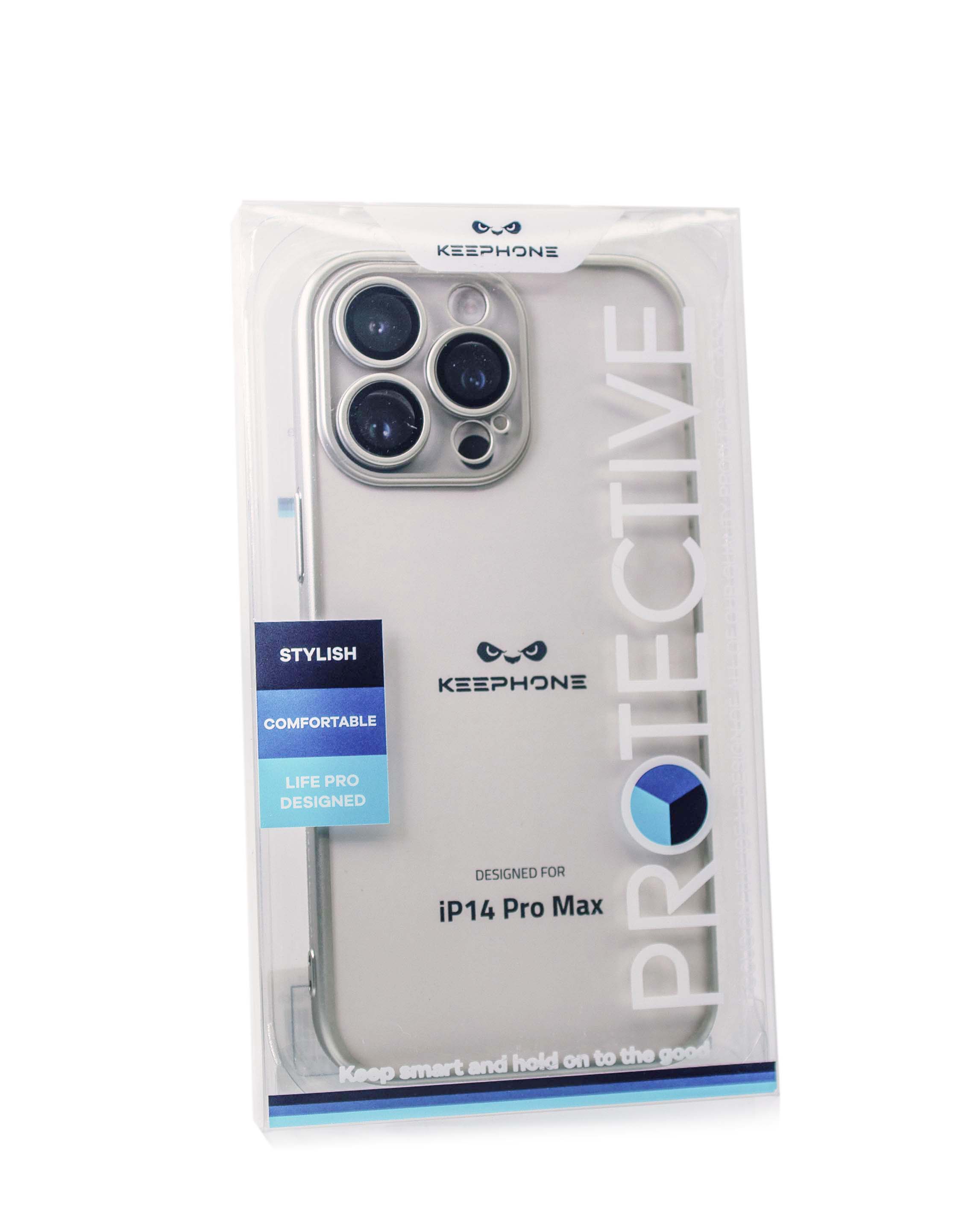 Чехол KeepHone iPhone 14 Pro Max с защитной линзой, серебро