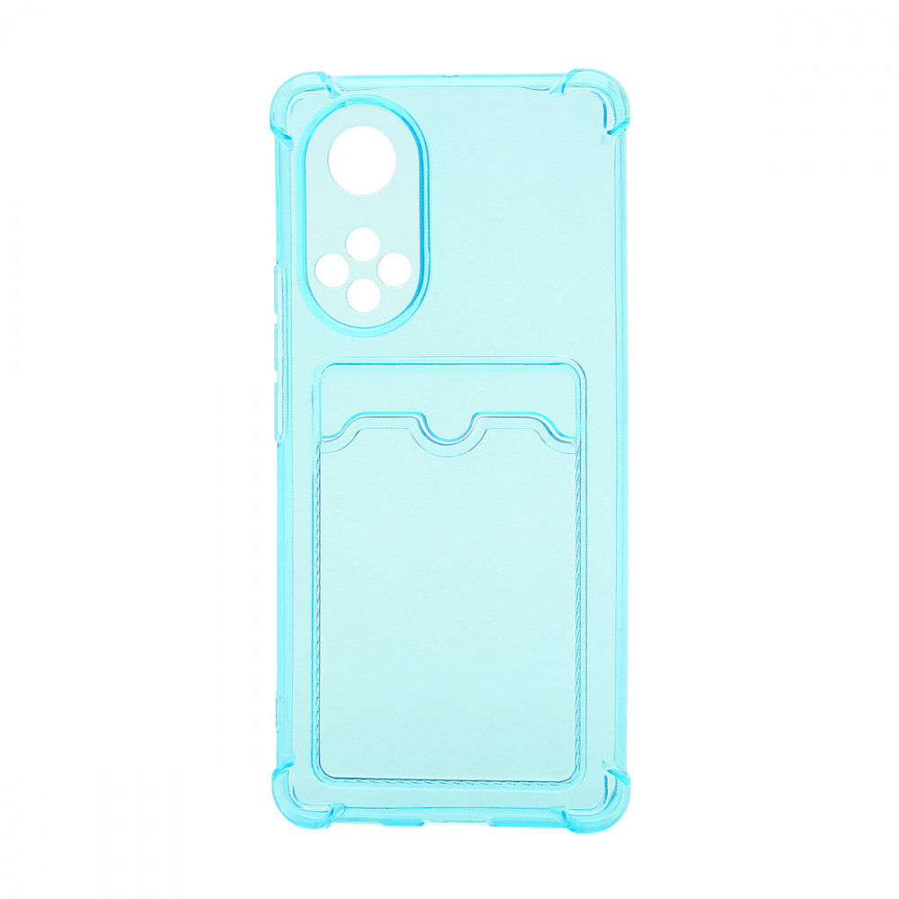 Чехол силиконовый противоударный с визитницей Huawei Honor 50/ Nova 9 прозрачный голубой