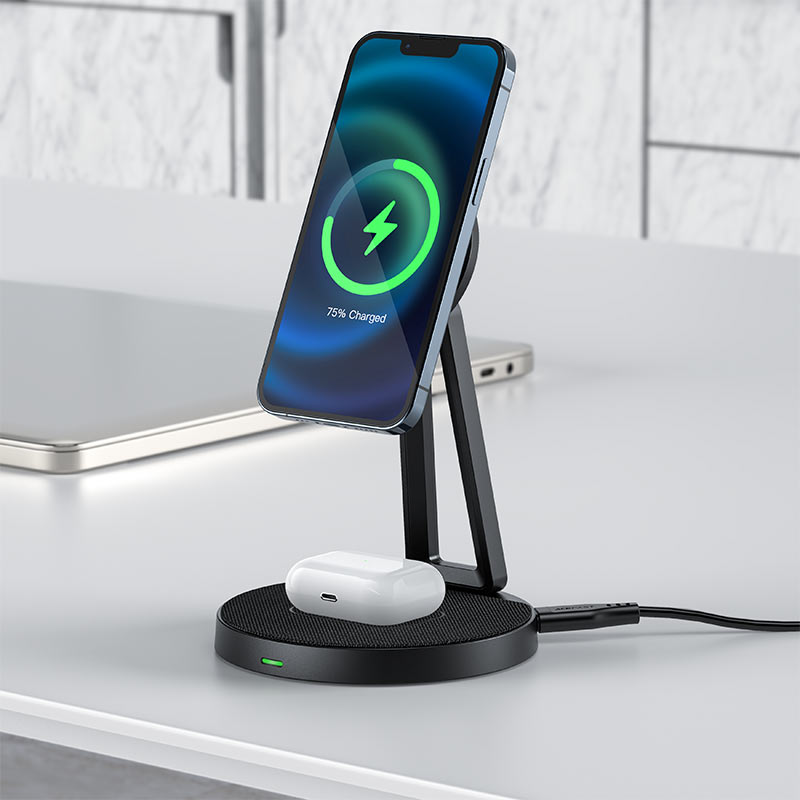 Беспроводное зарядное устройство ACEFAST E8 Desktop 2 в 1 wireless charger, черный