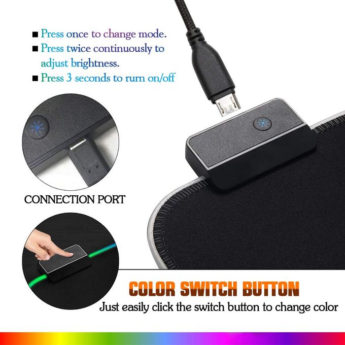 Коврик для мышки с подсветкой OT-PCM53 (Черный, 25*35)