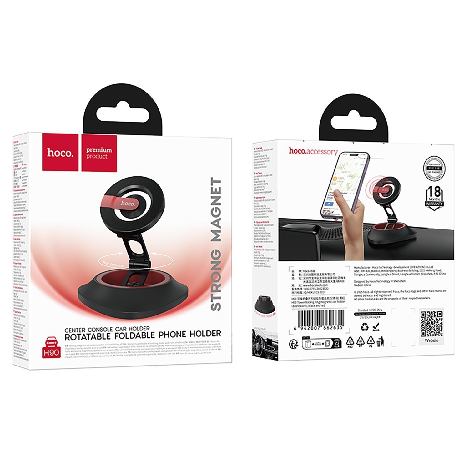 Держатель автомобильный с MagSafe HOCO H90, черный