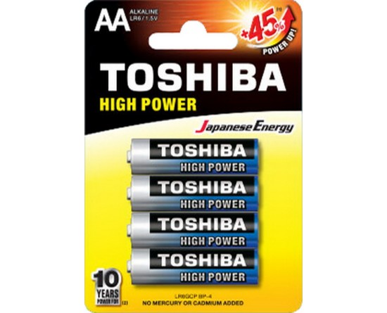 Батарейка Toshiba LR6/4BL AA/пальчиковая (1.5v, алкалиновая) упкаковка блистер 4 шт