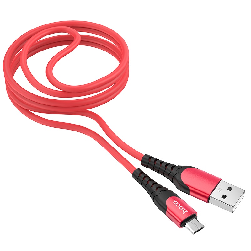 USB кабель micro USB HOCO U80 Cool silicone (120см. 2.4A), красный