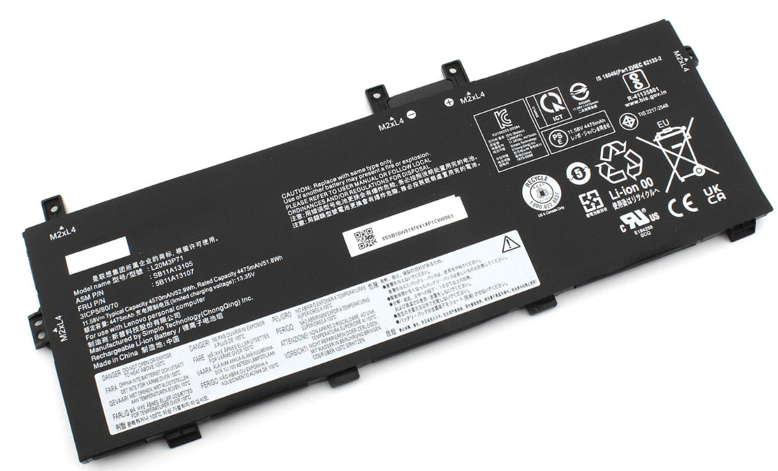Аккумуляторная батарея для ноутбука Lenovo X13 gen 3 (L20L3P71) 11.61V 52.8Wh