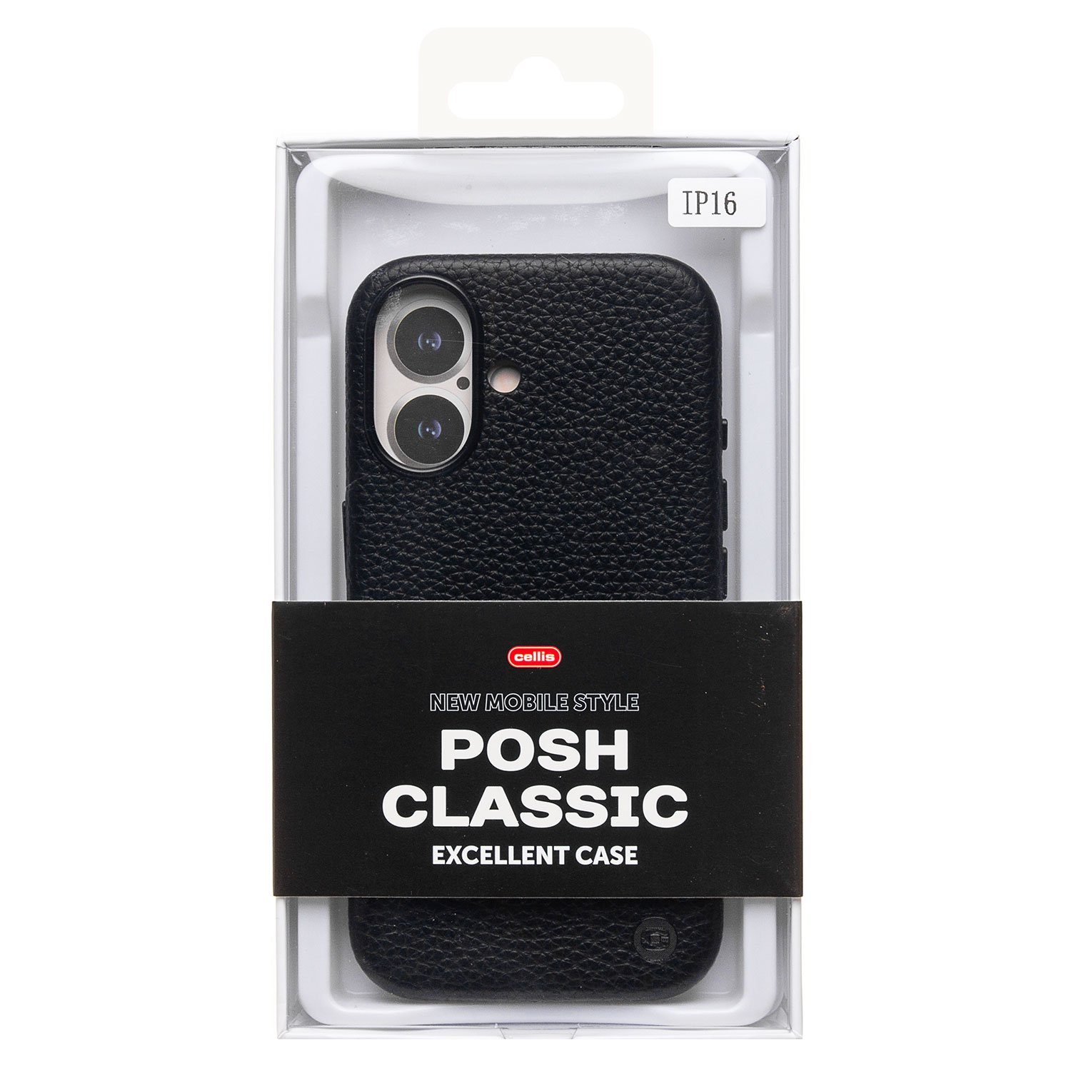 Чехол натуральная кожа зернистая MagSafe Matte iPhone 16, черный