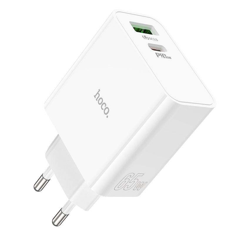 Сетевой адаптер HOCO C113A  Awesome PD65W dual port (1A1C) charger, белый