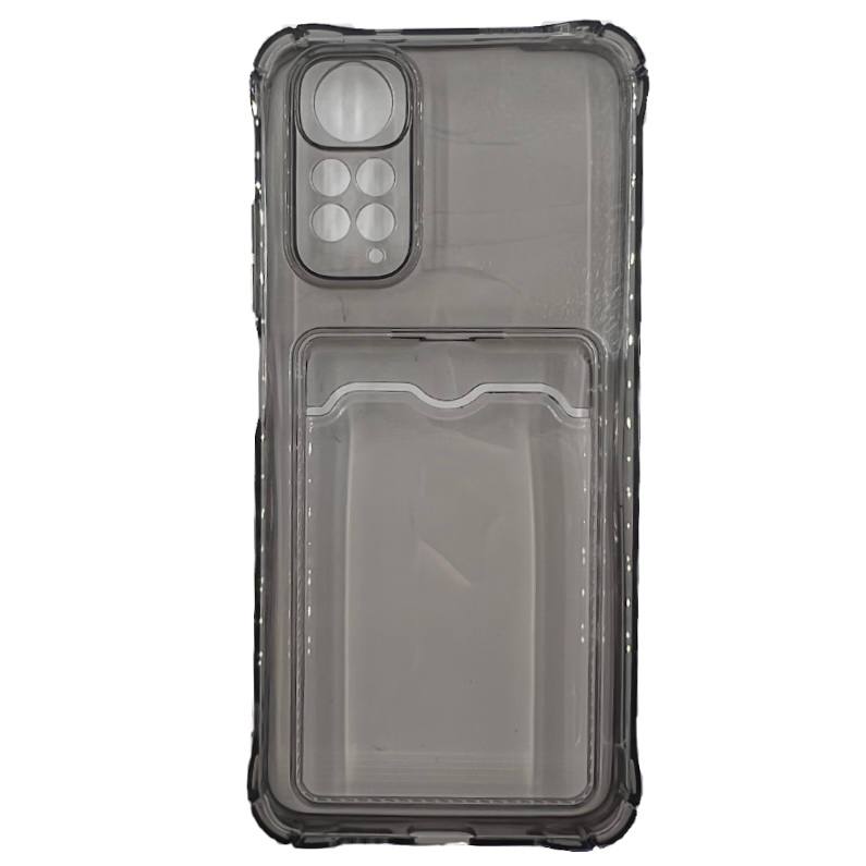 Чехол силиконовый с визитницей Xiaomi Redmi Note 11/ Note 11S прозрачный черный