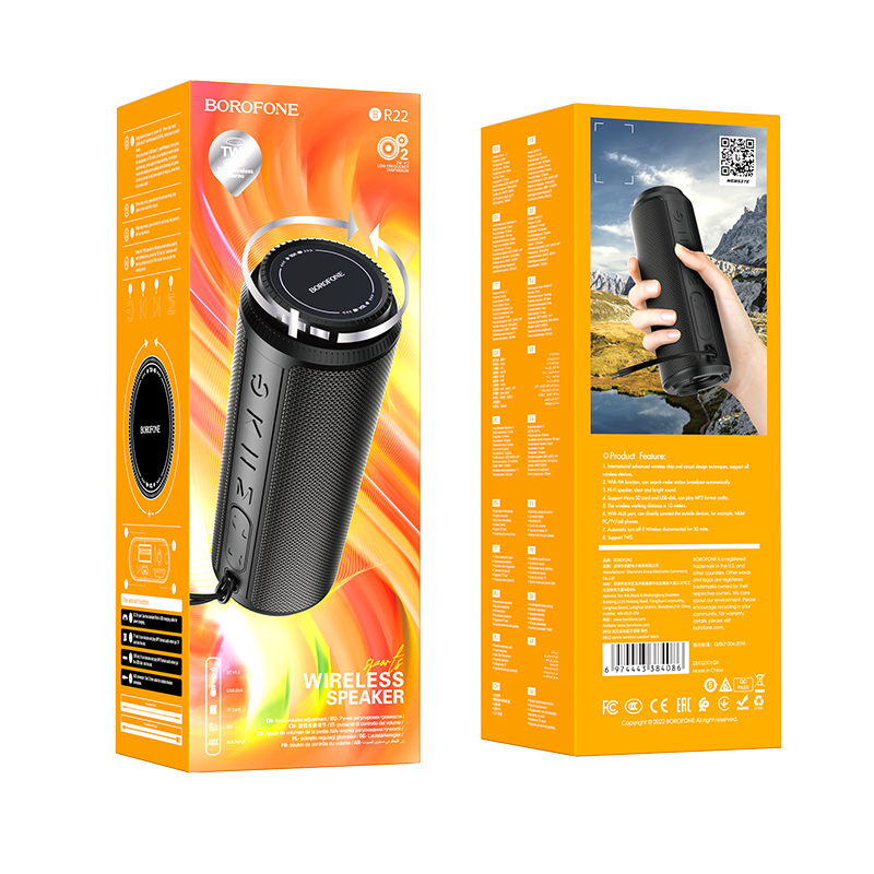 Колонка портативная BOROFONE BR22 sports wireless speaker, черная
