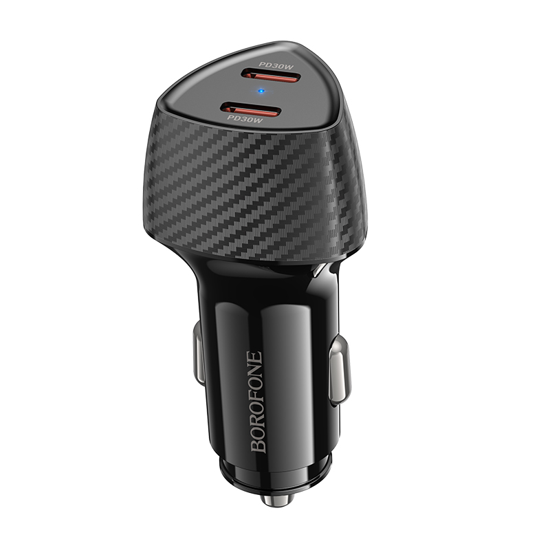 Автомобильный адаптер BOROFONE BZ31D, 2Type-C, PD60W, 3A, черный