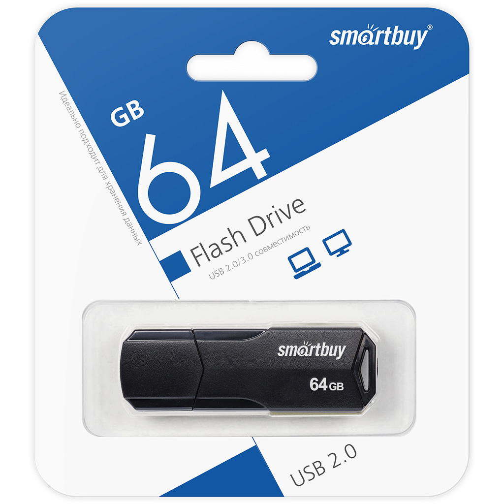 USB флеш-накопитель Smartbuy 64 GB USB 2.0 CLUE, черный