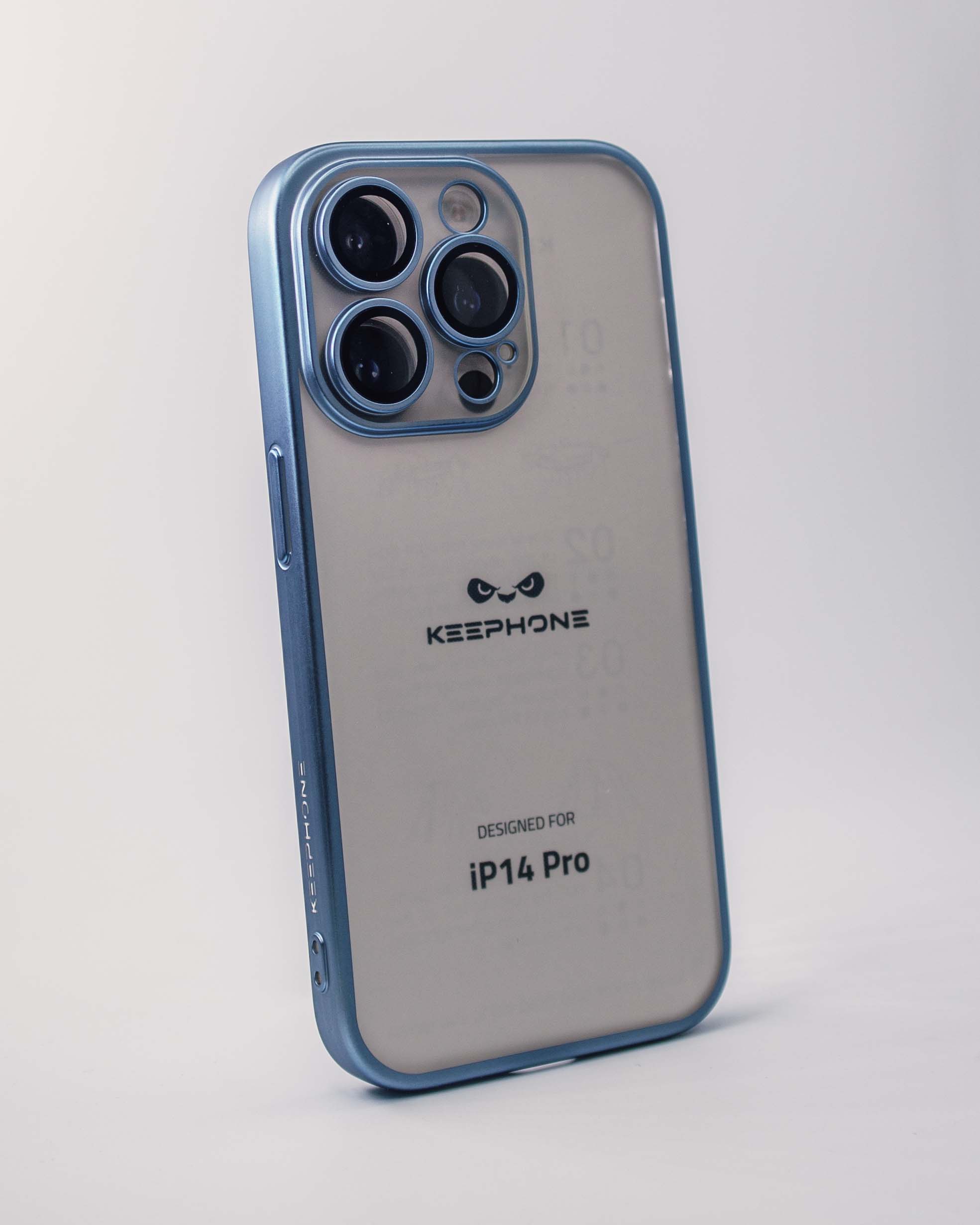 Чехол KeepHone iPhone 14 Pro с защитной линзой, голубой