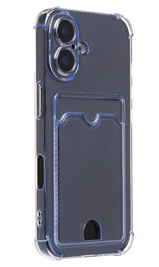 Чехол силиконовый с визитницей для iPhone 17, светло-голубой