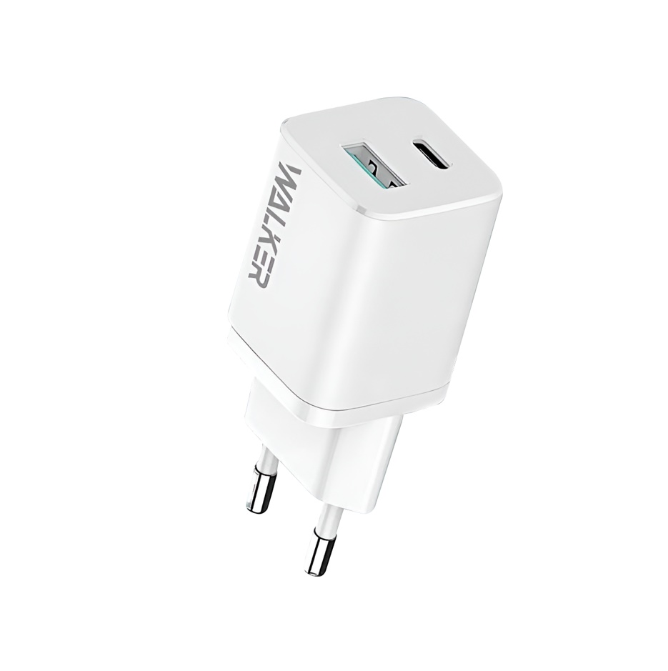 Сетевой адаптер WALKER WH-60, 3A, 30W, USB +USB-C, QC 3.0 + PD, белый