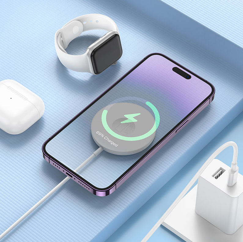 Беспроводное зарядное устройство HOCO CW50 3-в-1, 9V/2A, черный