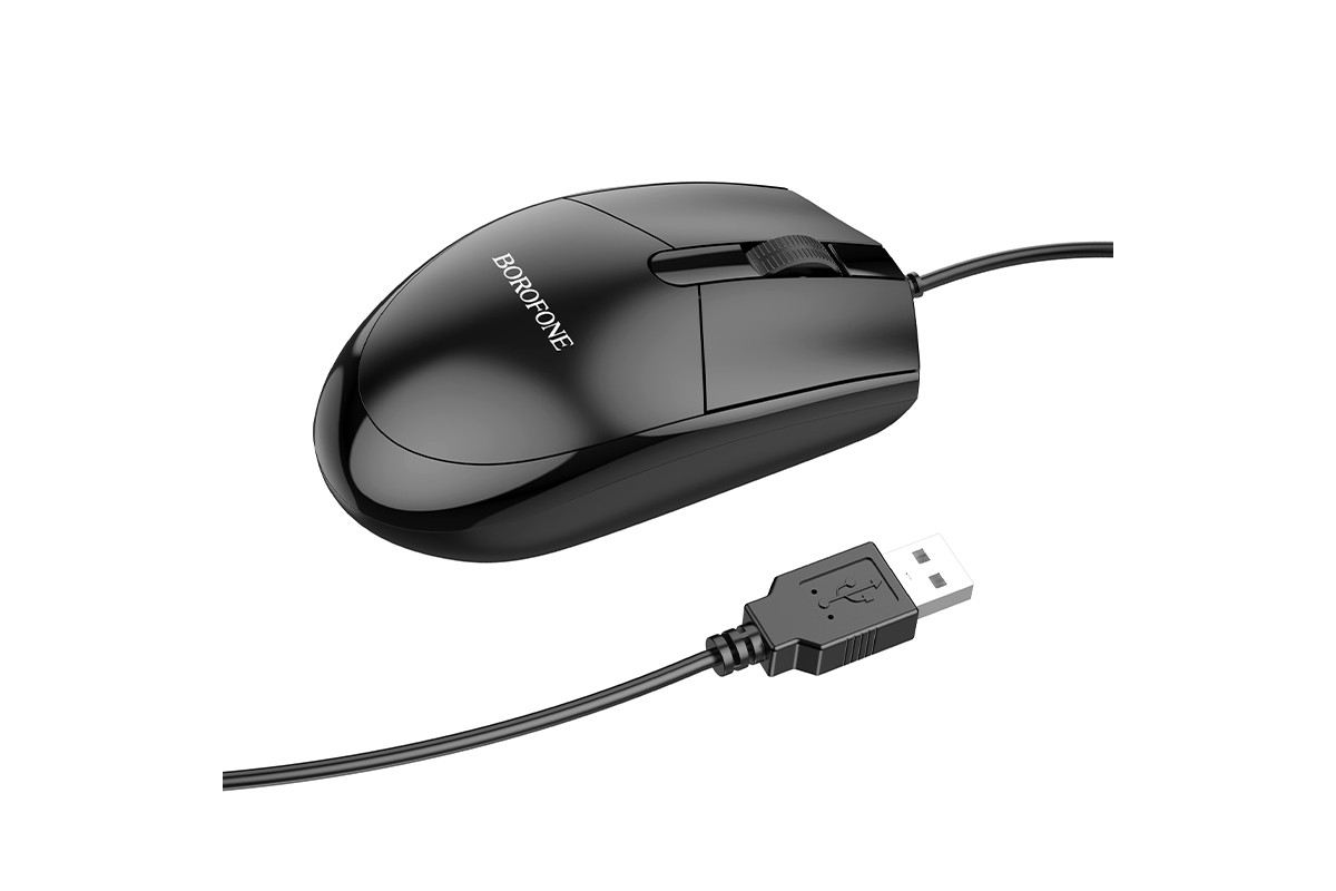 Компелект клавиатура проводная и мышь проводная BOROFONE BG6, черный