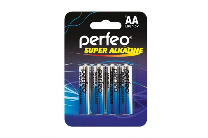 Батарейка Perfeo LR6/4BL AA/ пальчиковая (1.5v, алкалиновая) упаковка блистер 4 шт