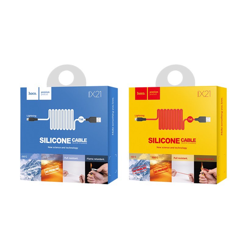 USB кабель Lightning HOCO X21 Silicone (100см. 2.0A), черно-белый