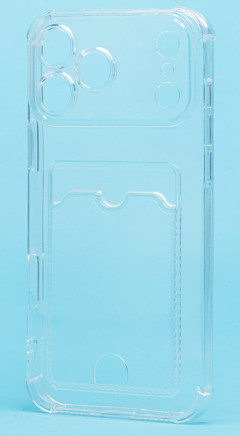 Чехол силиконовый с визитницей для iPhone 17 Pro Max, прозрачный