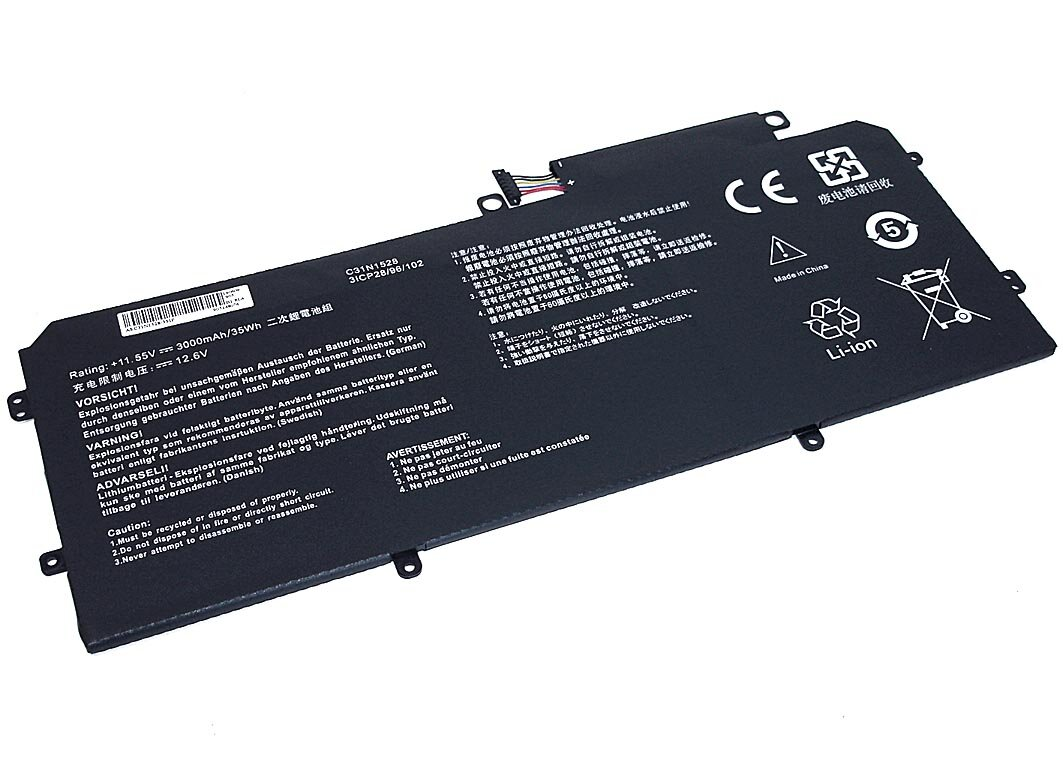 АКБ C31N1528-3S1P для ноутбука Asus UX360 11.55V 3000mAh (OEM) черная