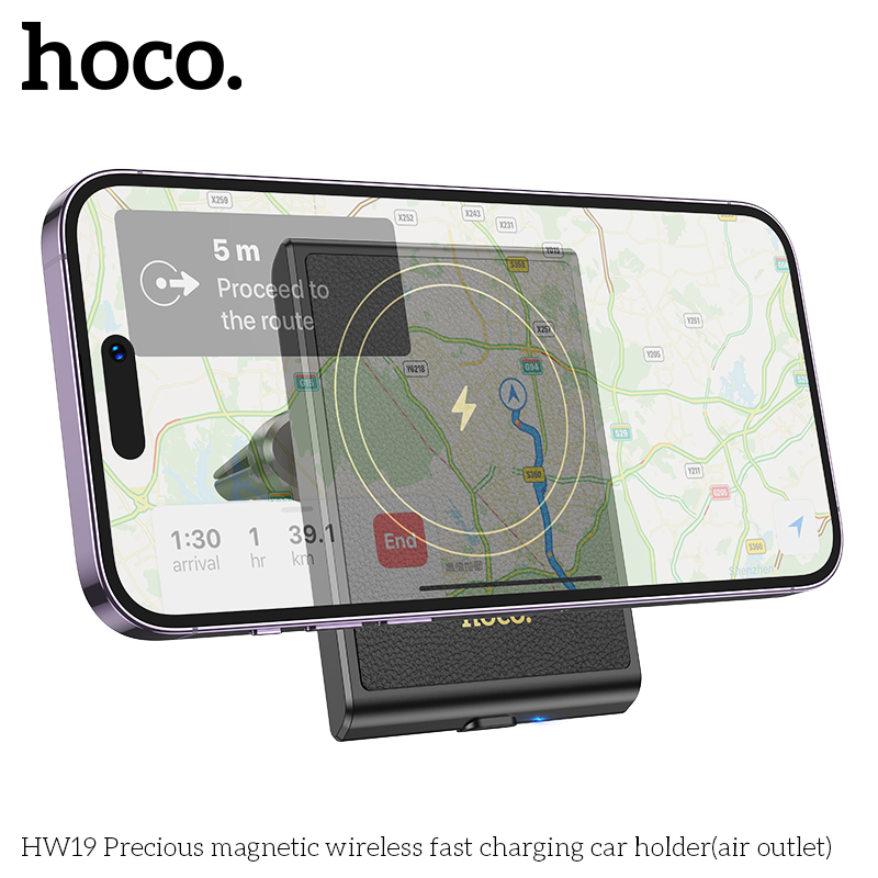 Держатель автомобильный с беспроводной зарядкой HOCO HW19 Precious magnetic wireless, черный
