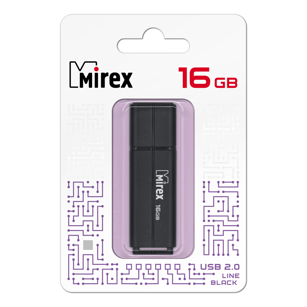 USB флеш-накопитель Mirex 16 GB USB 2.0 LINE, черный