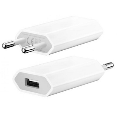 Сетевой USB адаптер 1000mAh (плоский) без упаковки, белый