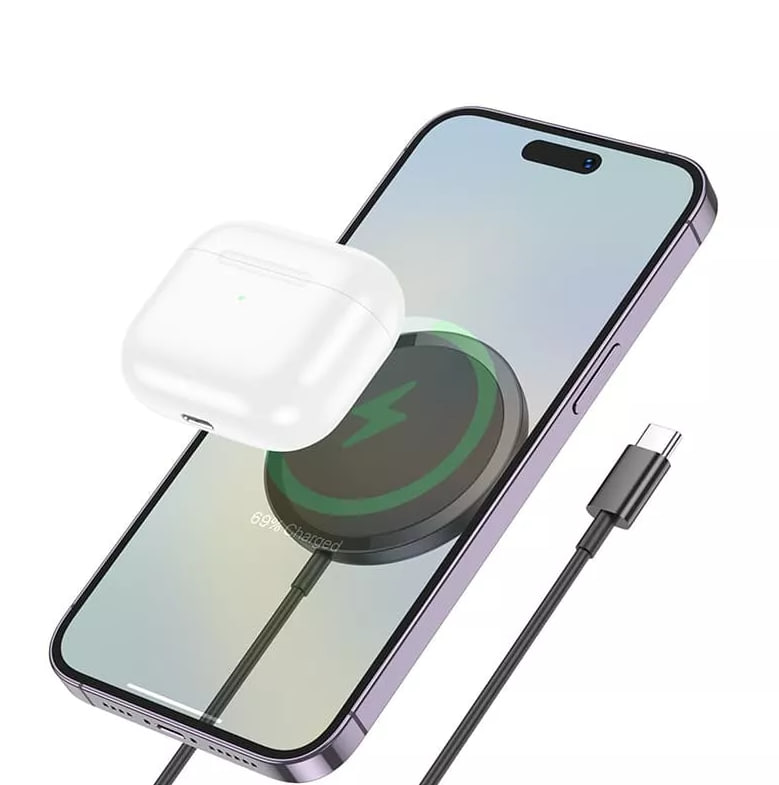 Беспроводное зарядное устройство HOCO CW52 2-в-1, белый