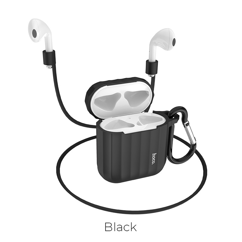 Чехол-бокс для Apple Airpods силиконовый HOCO WB10, черный