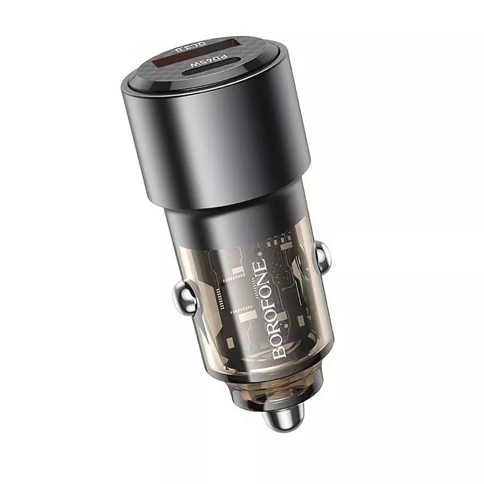 Автомобильный адаптер BOROFONE BZ20 USB QC3.0 + Type-C PD 3A, черный