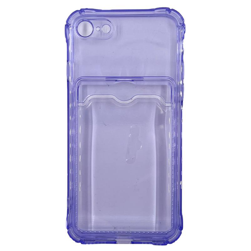 Чехол силиконовый с кармашком iPhone 7/ 8/ SE 2 прозрачный, сиреневый