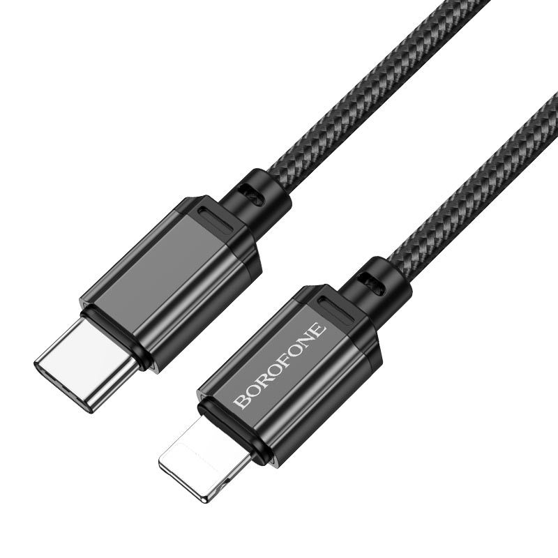 USB-C кабель BOROFONE BX87 Sharp PD20W Type-C to Lightning (100см. 3A), черный