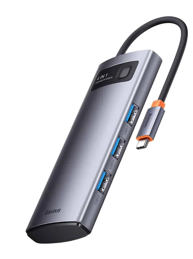 USB-концентратор Baseus Metal Gleam Series (4-in-1) (Type-C to USB 3.0) (Серый)