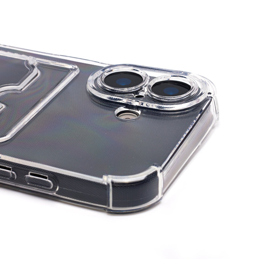 Чехол силиконовый с визитницей для iPhone 17, прозрачный