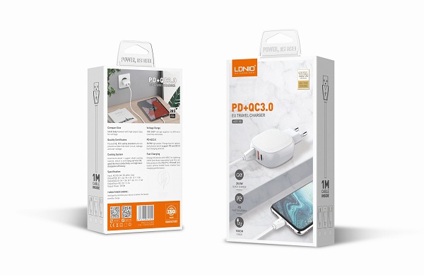 Сетевой USB адаптер LDNIO A3510Q (3 USB, PD + QC 3.0, 28,5W с кабелем Type-C, белый