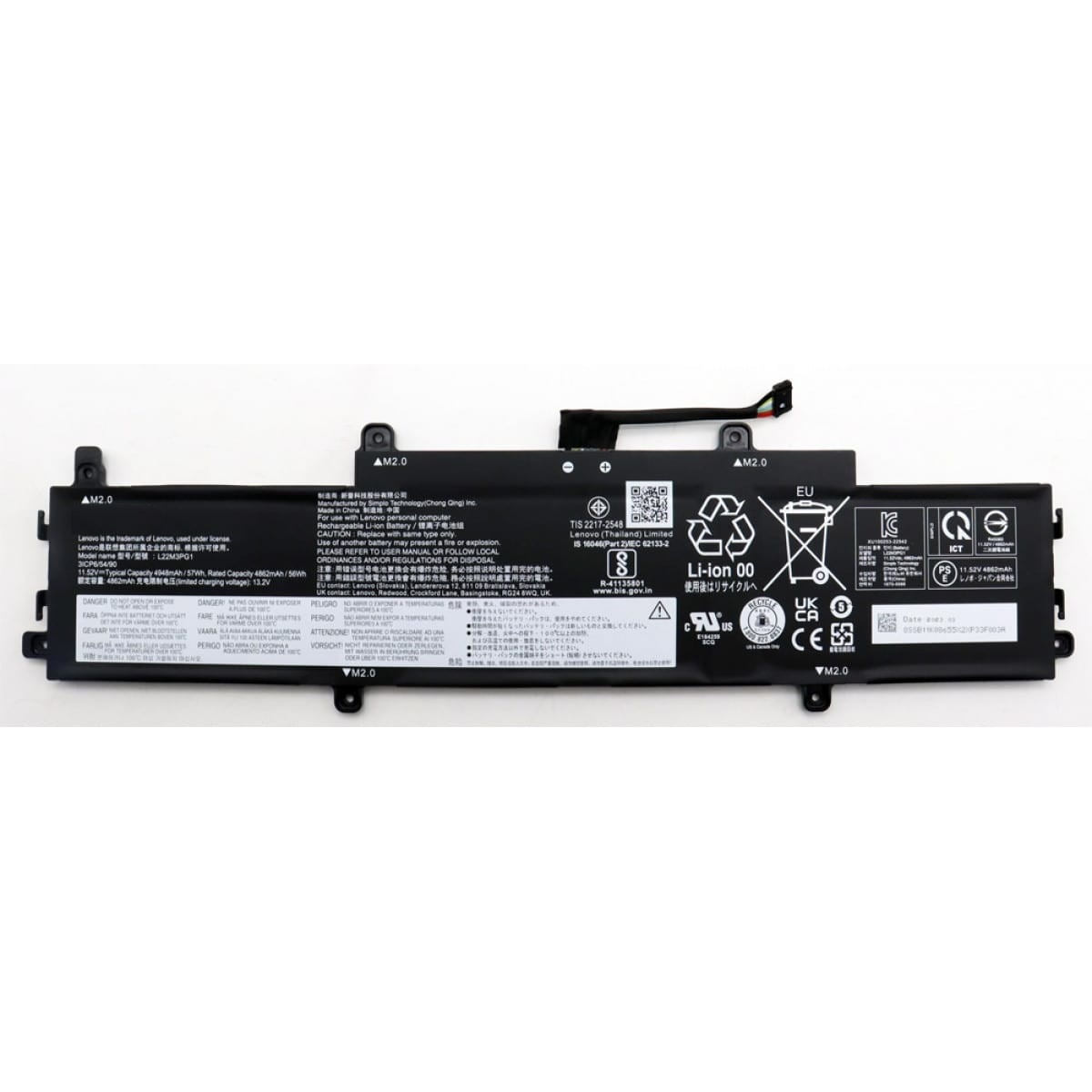 АКБ для ноутбука Lenovo Slim 3 Chrome 14IAN8 (L22M3PG1) 11.52V 57Wh (Org)