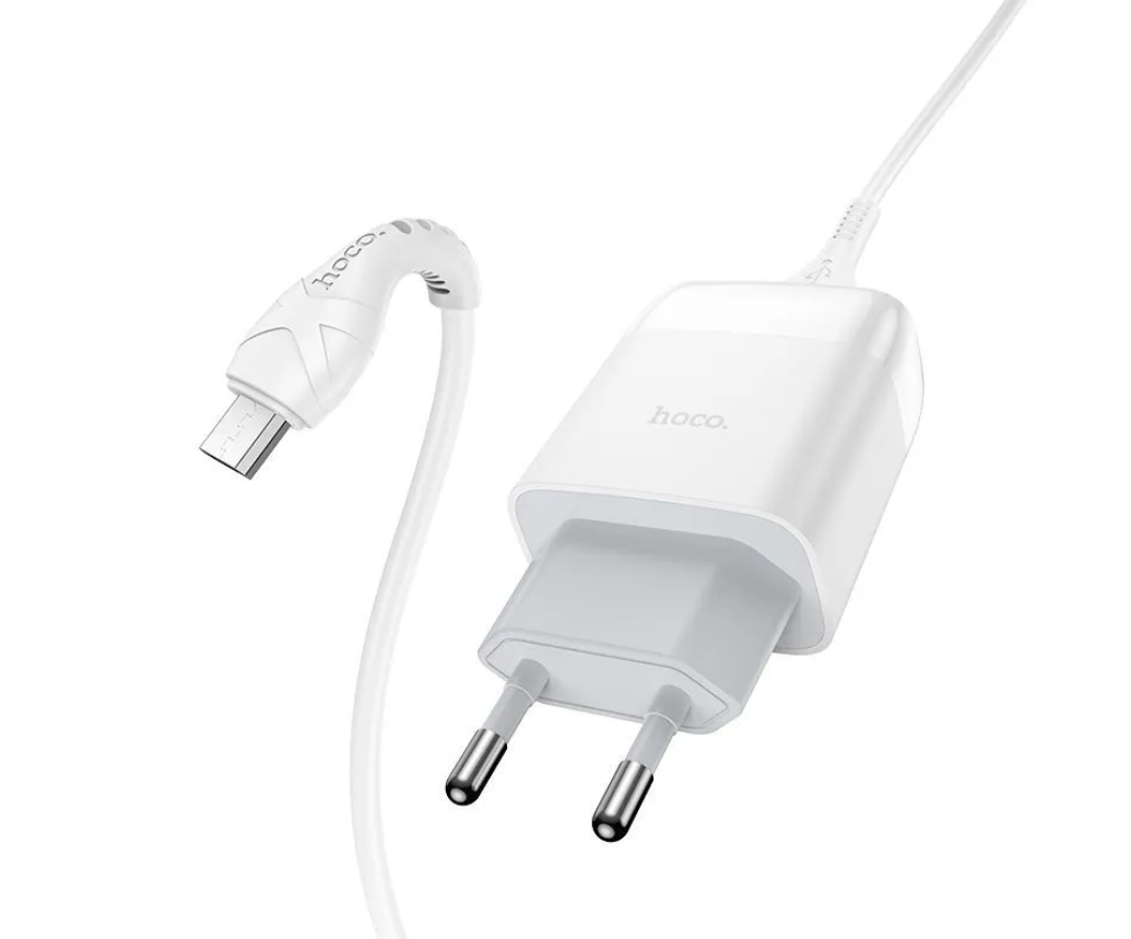 Сетевой адаптер HOCO C72Q USB (2.4A) QC3.0 / 18W с кабелем Micro, белый