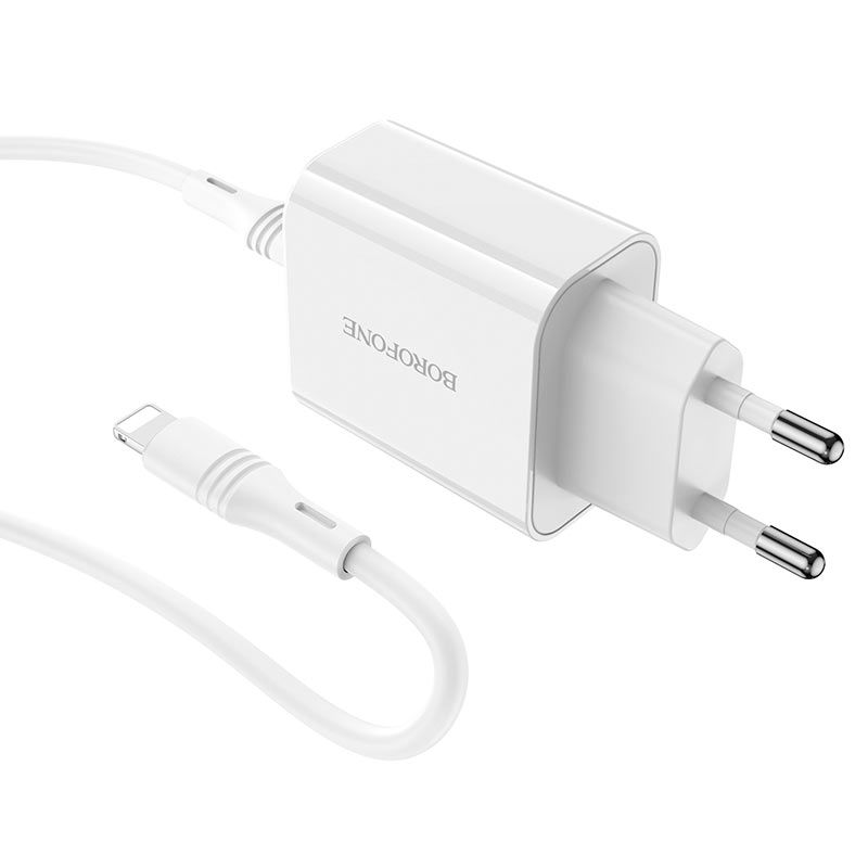 Сетевой адаптер BOROFONE BA57A Easy Speed PD20W, с кабелем Type-C - Lightning, белый