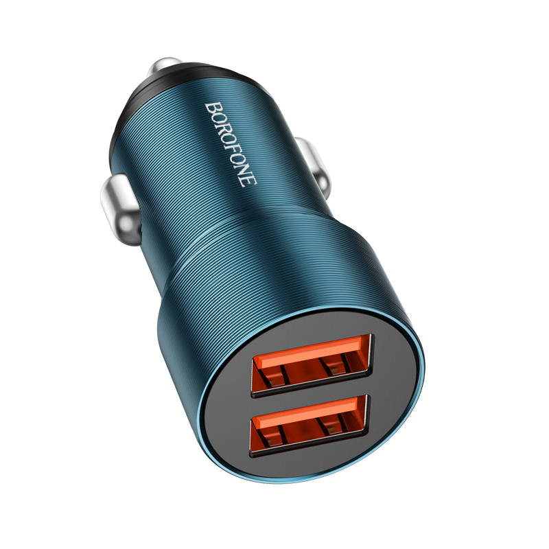 Автомобильный адаптер BOROFONE BZ19B  Wisdom 36W dual port QC3.0 car charger, синий