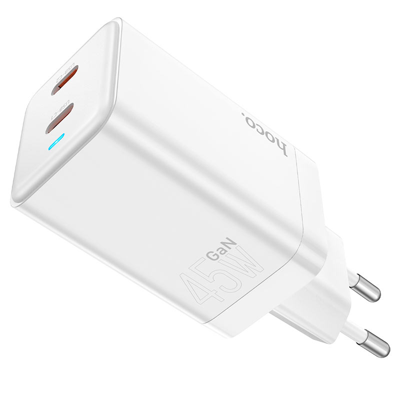 Сетевой адаптер HOCO N23 Astral PD45W dual port (2C) charger set, белый