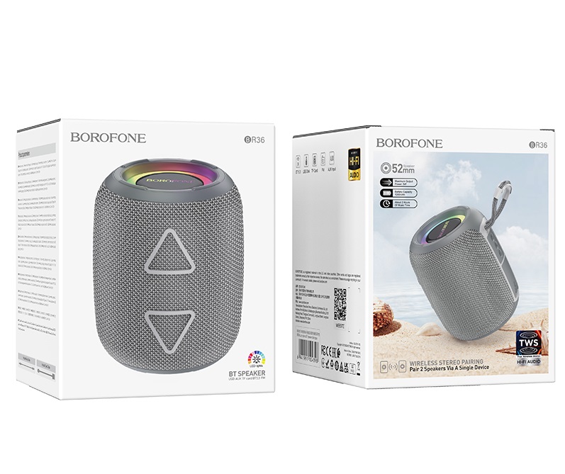 Колонка портативная BOROFONE BR36 Lucy sports BT speaker, серая