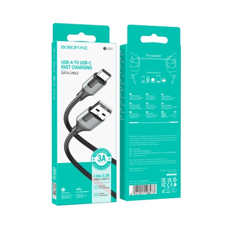 USB кабель Type-C USB BOROFONE BX101 Creator (100см. 2.4A), черный