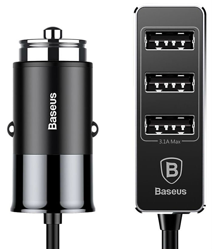 Автомобильный адаптер BASEUS Enjoy Together (USB с разветвителем, 3 USB, 5,5A), черный