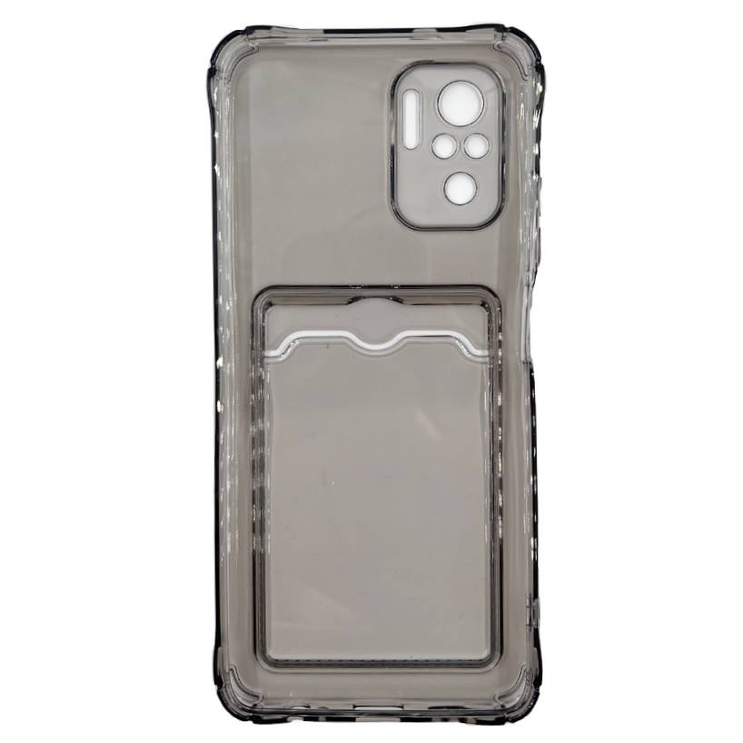 Чехол силиконовый с визитницей Xiaomi Redmi Note 10/ Note 10S прозрачный черный