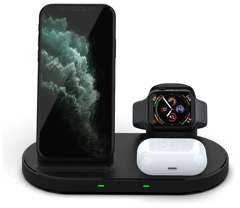 Беспроводное зарядное устройство BOROFONE BQ20 Wings multifunctional wireless fast charger, черный