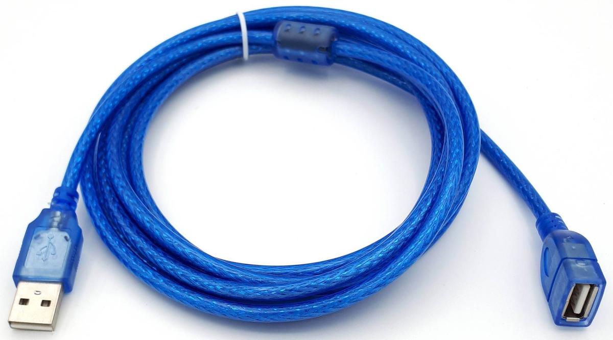 Кабель-удлинитель USB2.0 A(M) to A(F) 3 метра (штекер-гнездо) синий