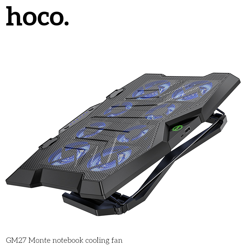 Подставка с вентилятором охлаждения для ноутбука HOCO GM27 Monte, черная