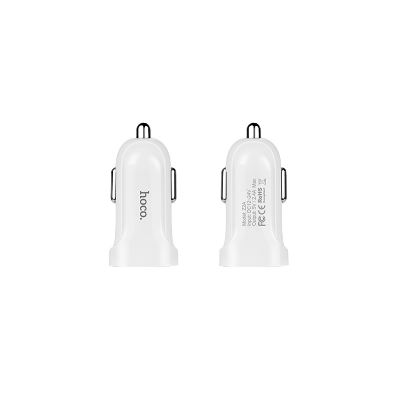 Автомобильный адаптер HOCO Z2A 2USB (2400mAh), белый