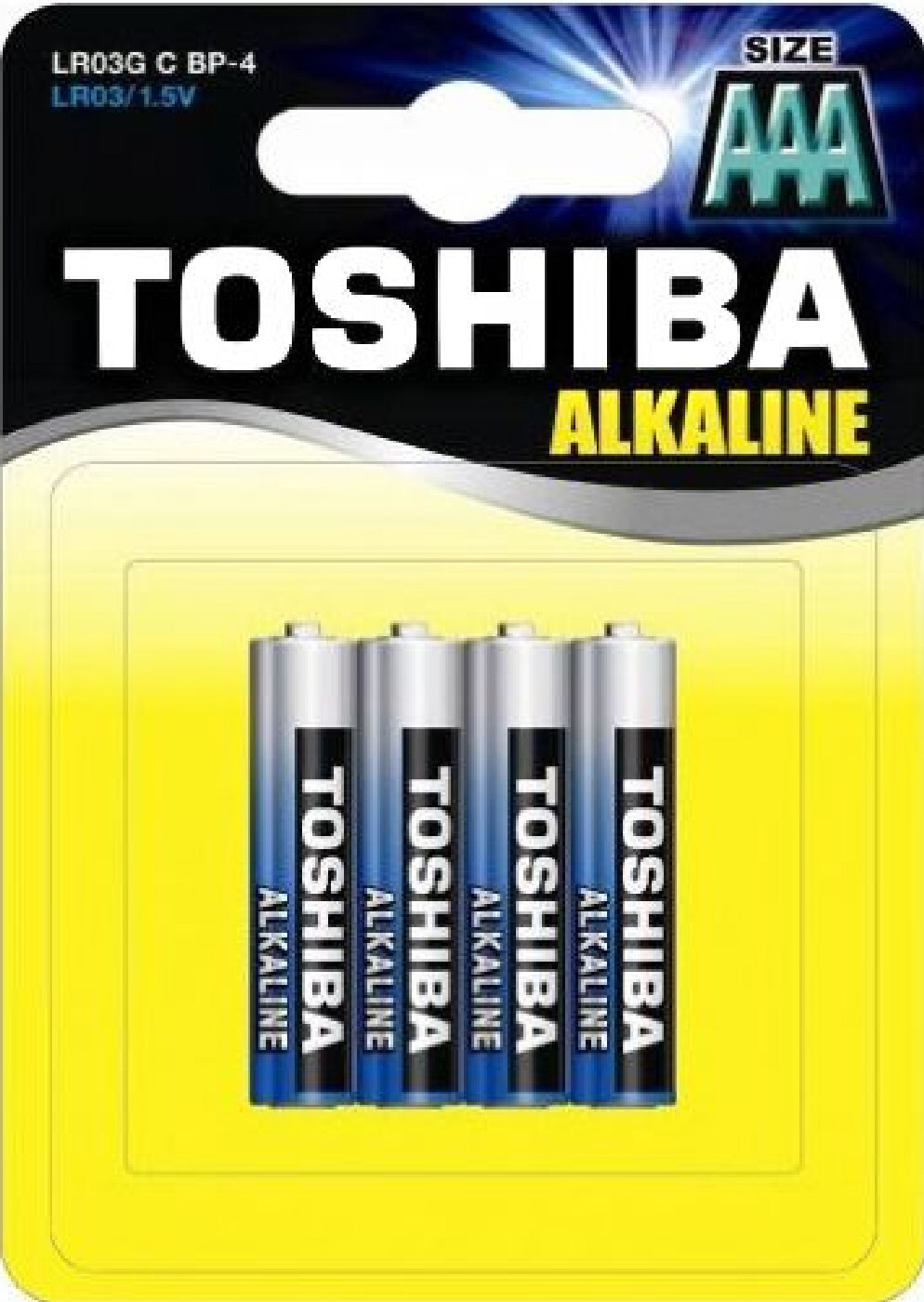 Батарейка Toshiba LR03/4BL AAA/мизинчиковая (1.5v, алкалиновая) упаковка блистер 4 шт