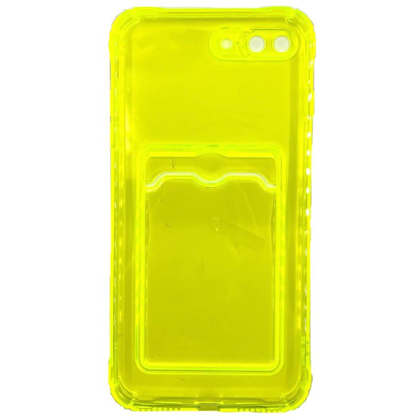 Чехол силиконовый с кармашком iPhone 7 Plus/ 8 Plus прозрачный, салатовый