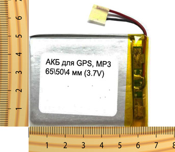 АКБ универсальная на проводах 65/ 50/ 4 мм (3.7V, 2200 mAh)